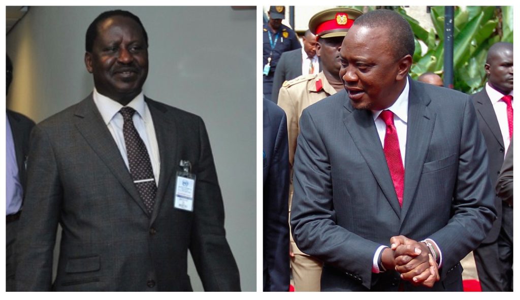 Raila Odinga and Uhuru Kenyatta in separate individual photographs